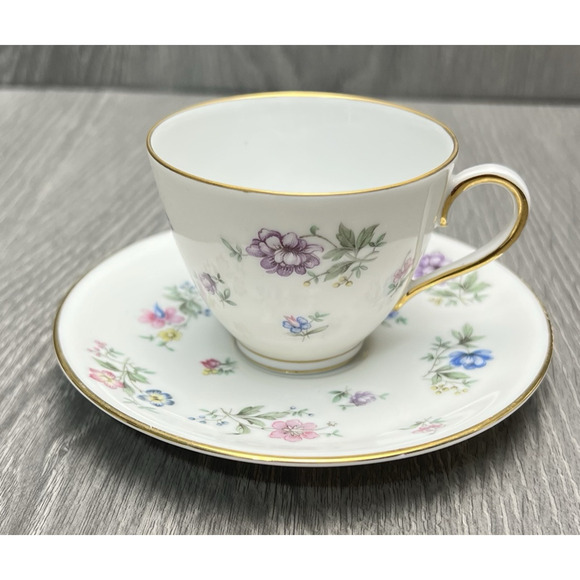 Bavaria Other - Franconia Fleurettes Selb Bavaria Tea Cup & Saucer Set Colorful Floral Gold Trim